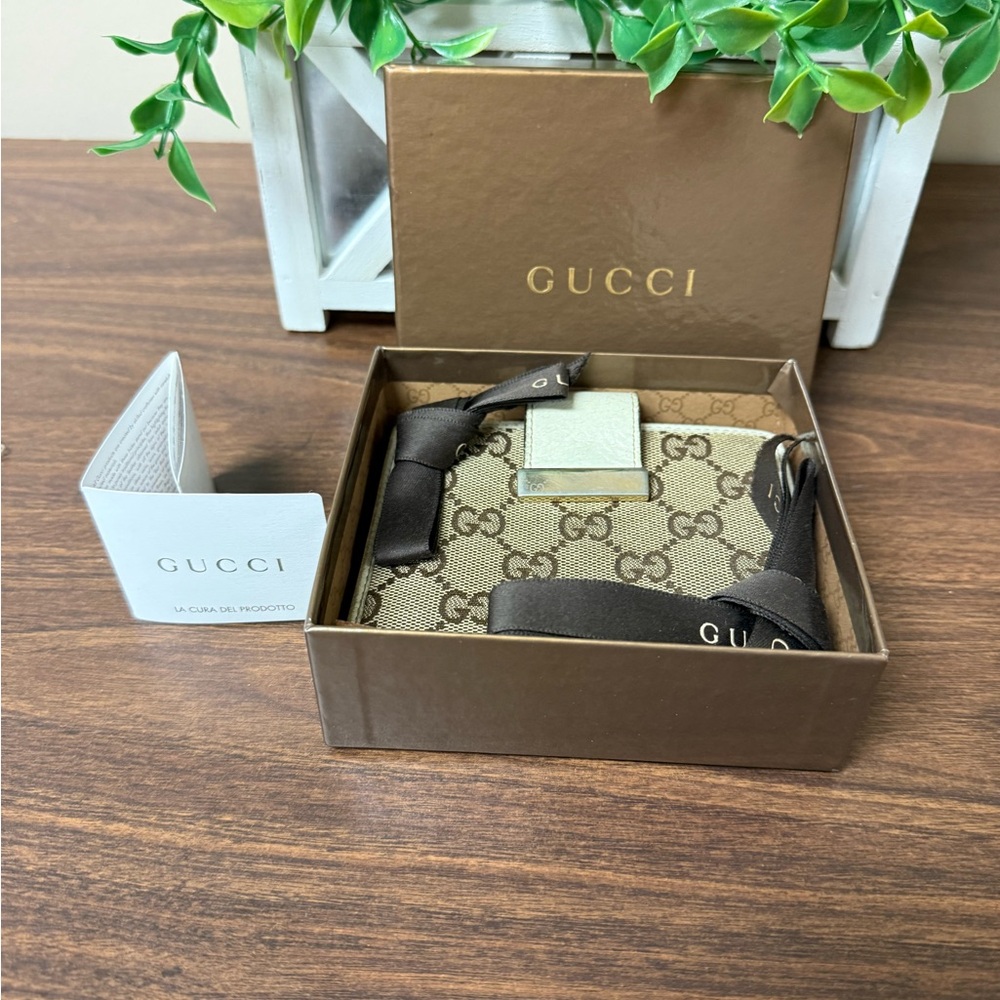 Gucci Brown and Tan Monogram Wallet